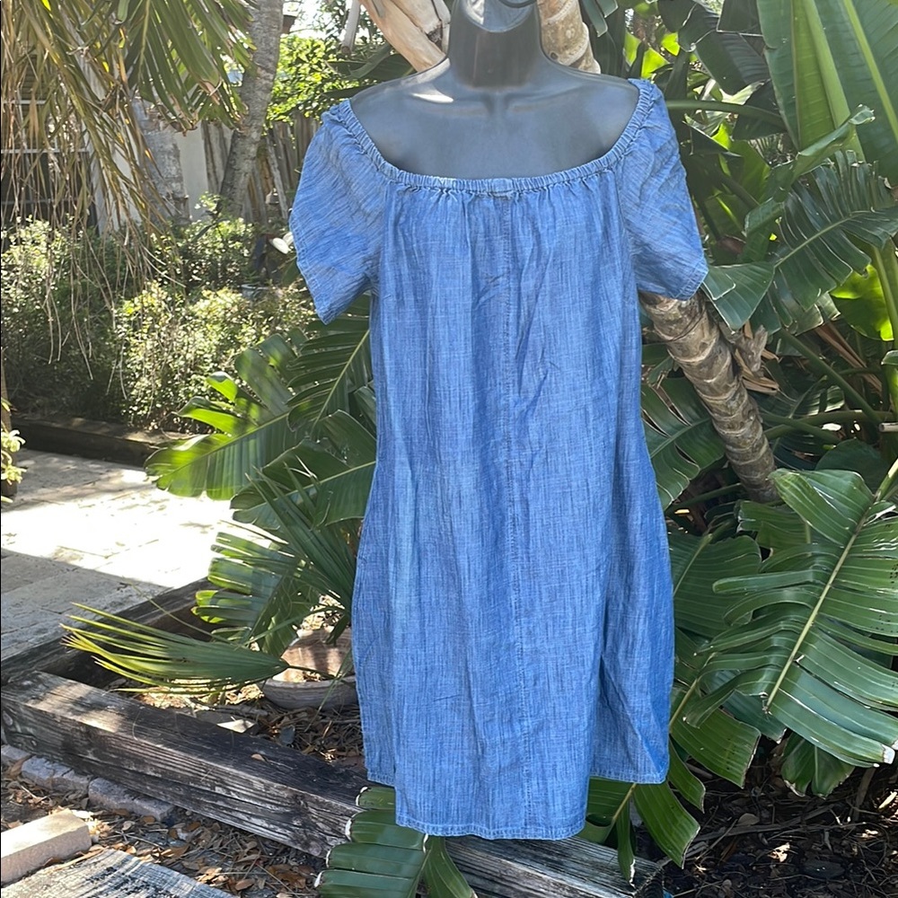 Off the shoulder denim dress